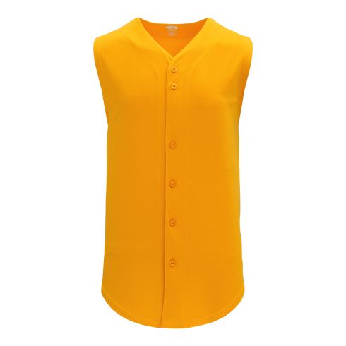 Athletic Knit Full Button Sleeveless Baseball Jersey (BA1812), Color '006 Gold'